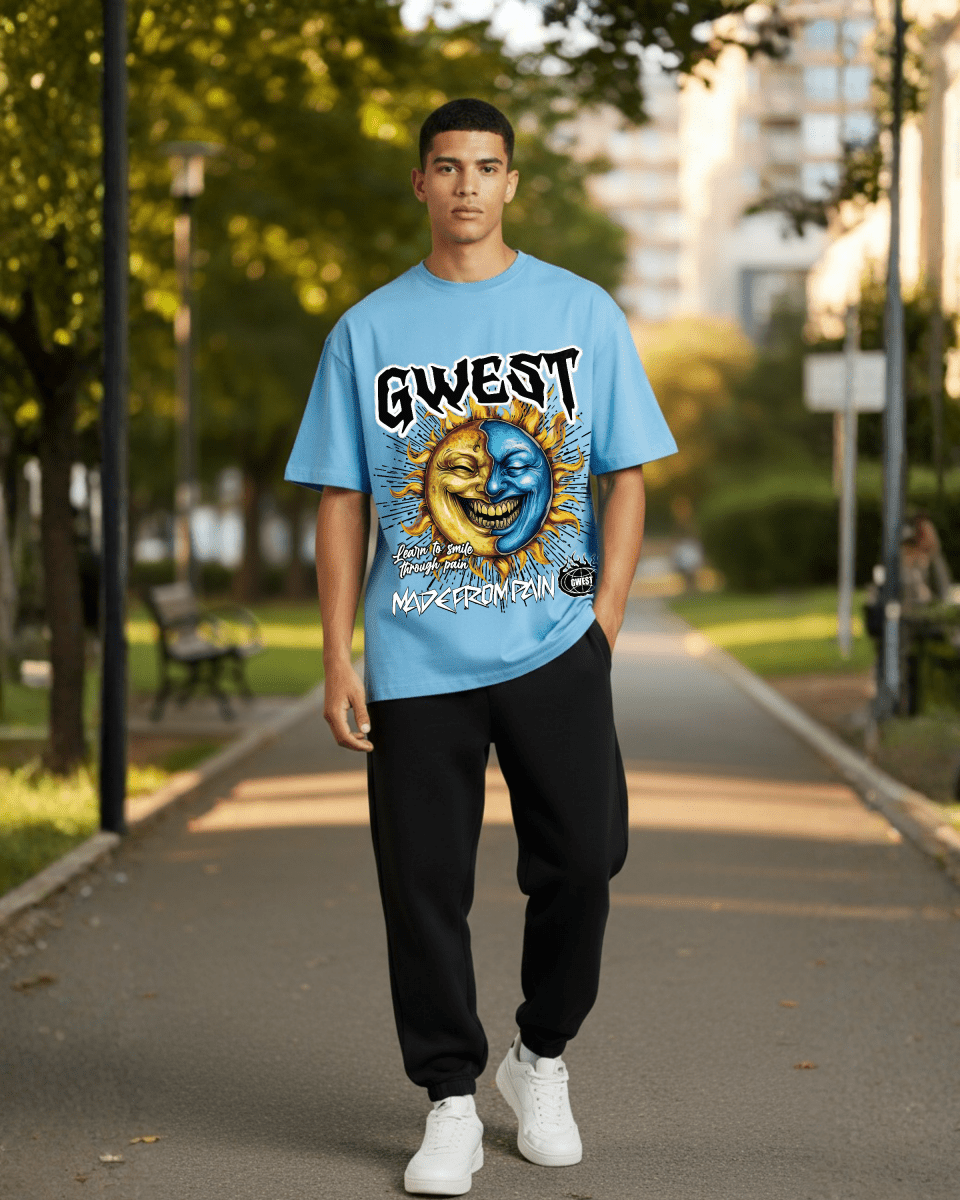 G West Rhinestone Pain & Peace Oversized Men's T-Shirt - G West
