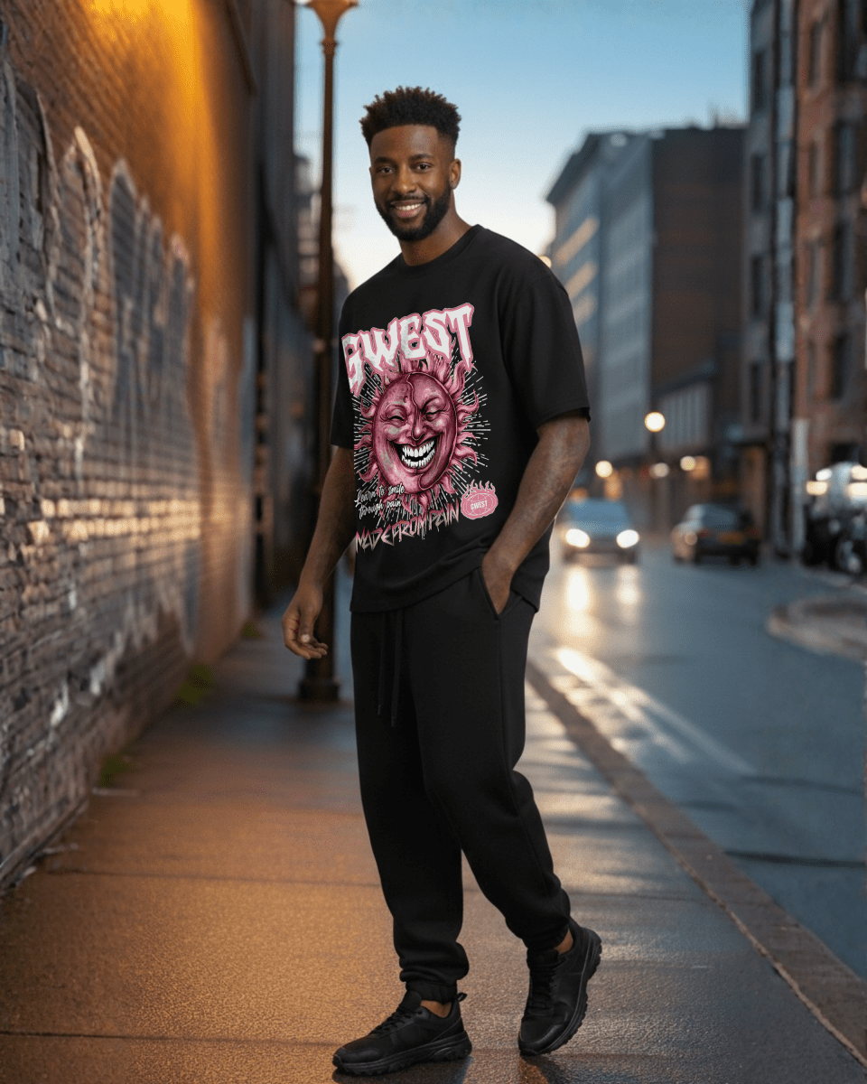 G West Rhinestone Pain & Peace Oversized Men's T-Shirt - G West