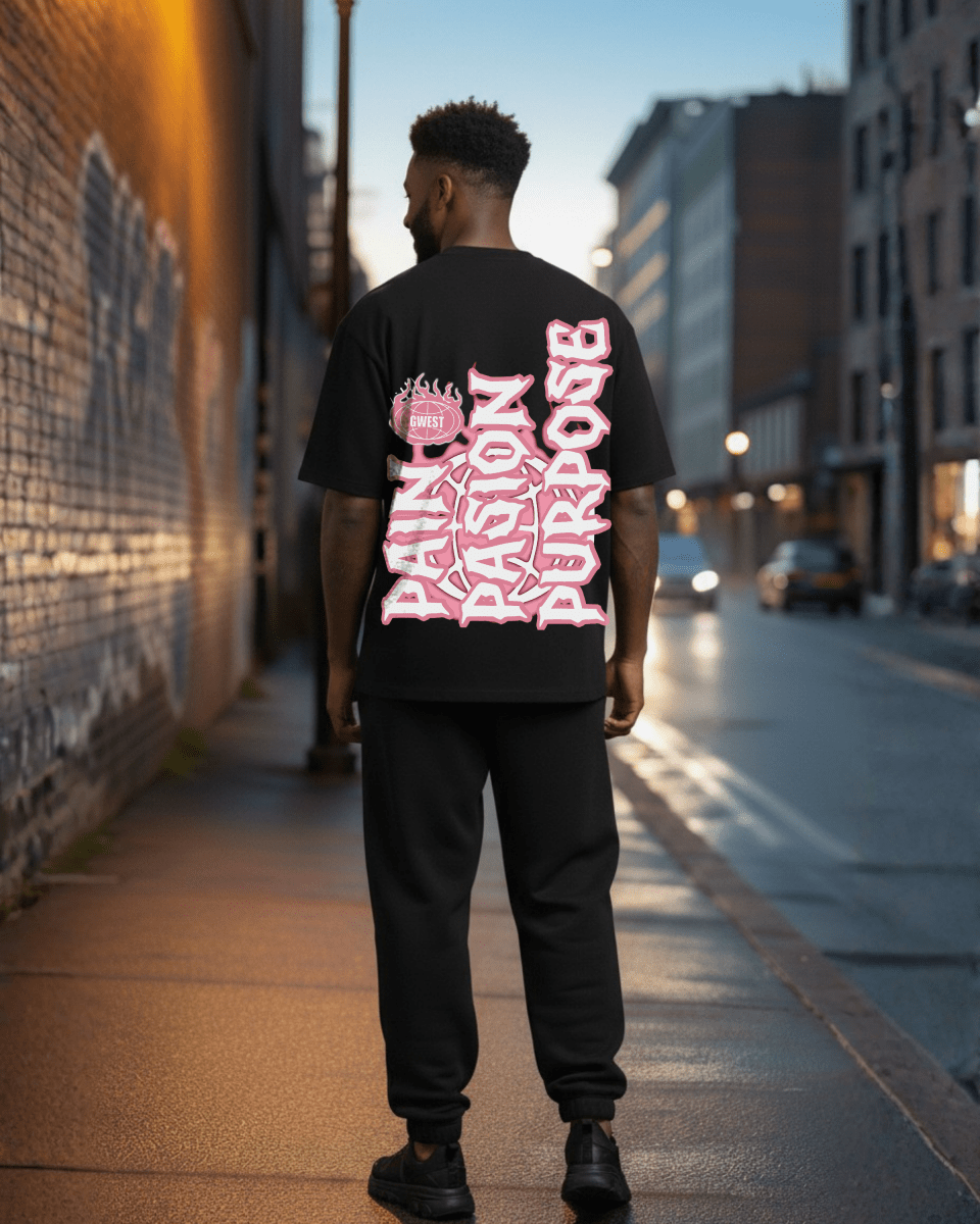 G West Rhinestone Pain & Peace Oversized Men's T-Shirt - G West