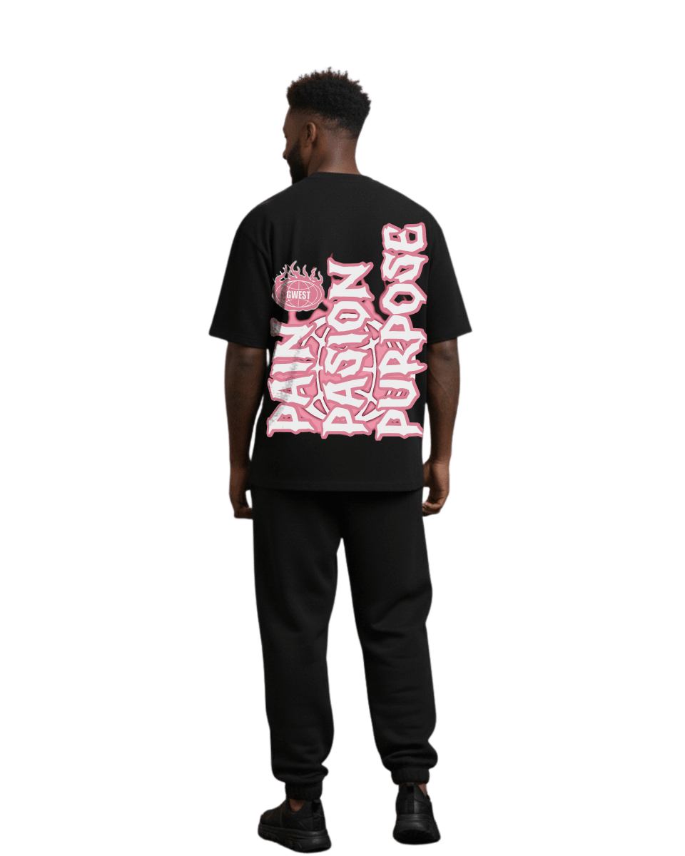 G West Rhinestone Pain & Peace Oversized Men's T-Shirt - G West