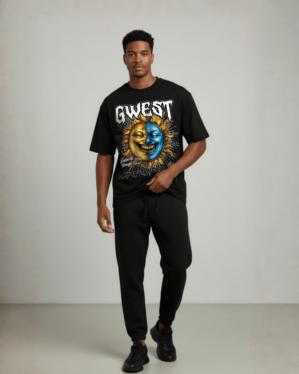 G West Rhinestone Pain & Peace Oversized Men's T-Shirt - G West