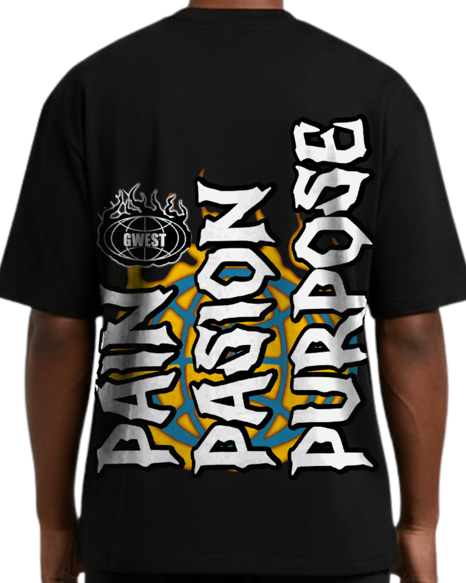 G West Rhinestone Pain & Peace Oversized Men's T-Shirt - G West