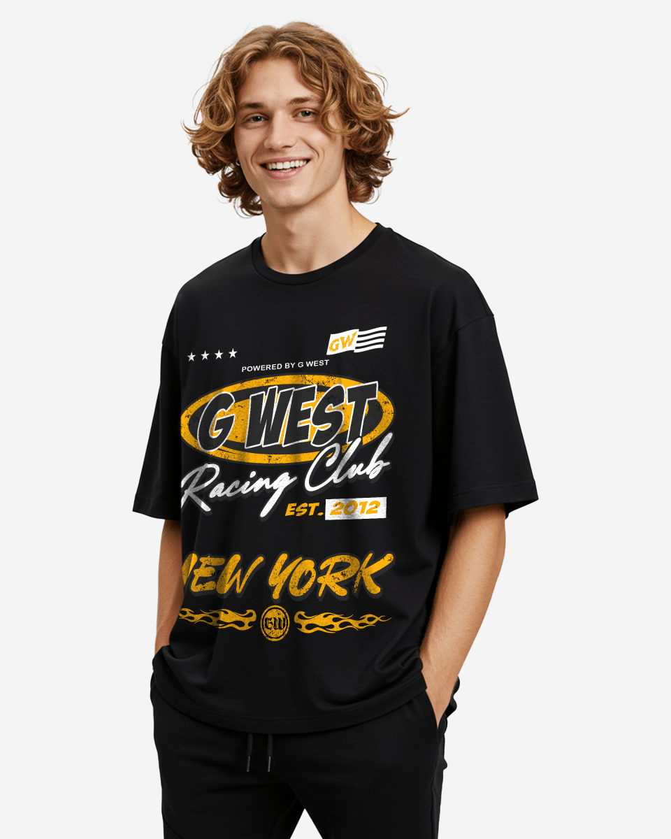 G West Rhinestone Racing Club Oversized Tee - G West