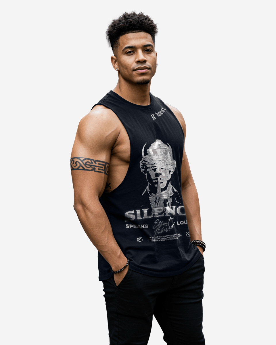 G WEST RHINESTONE SILENCE MENS TANKS - G West