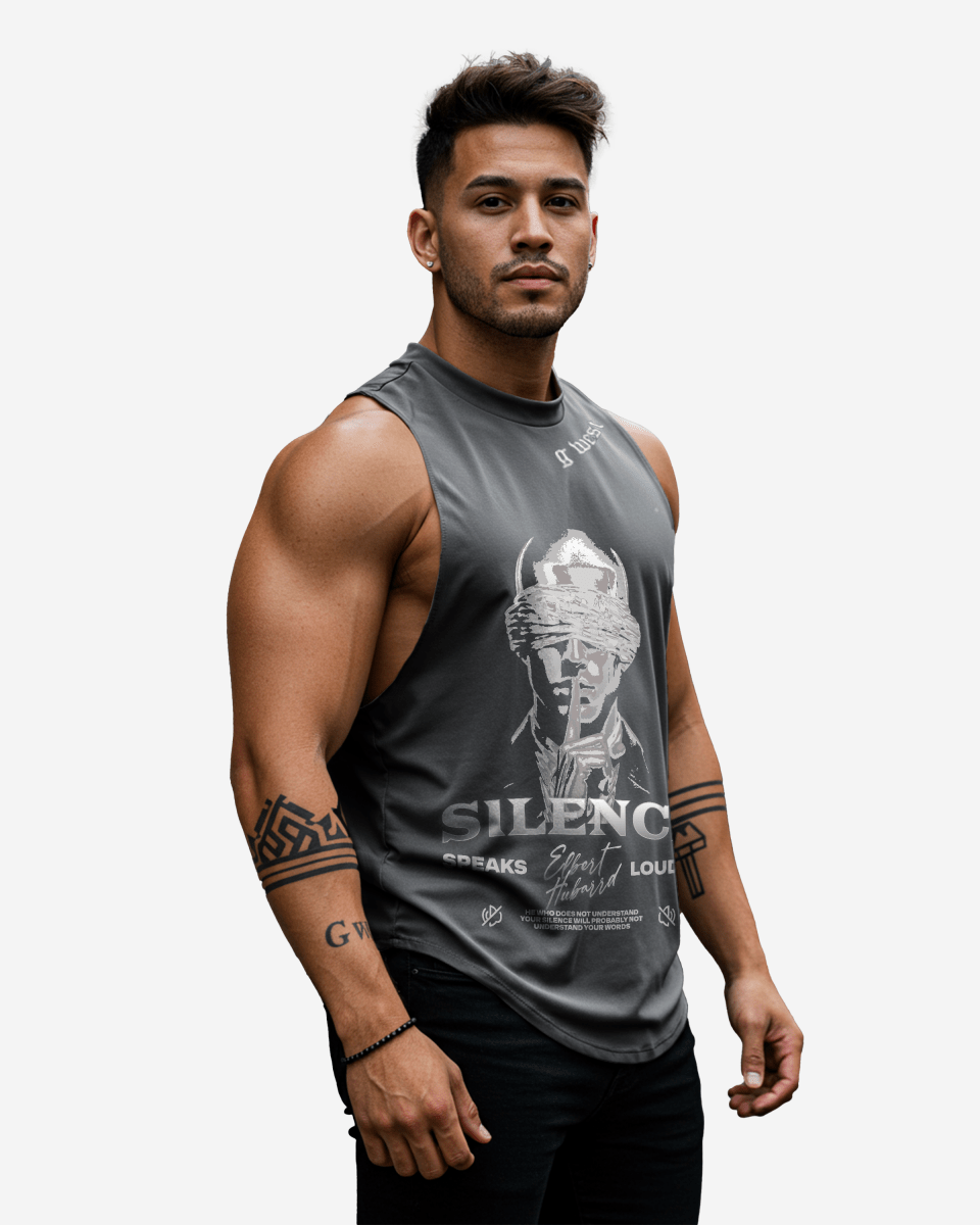 G WEST RHINESTONE SILENCE MENS TANKS - G West