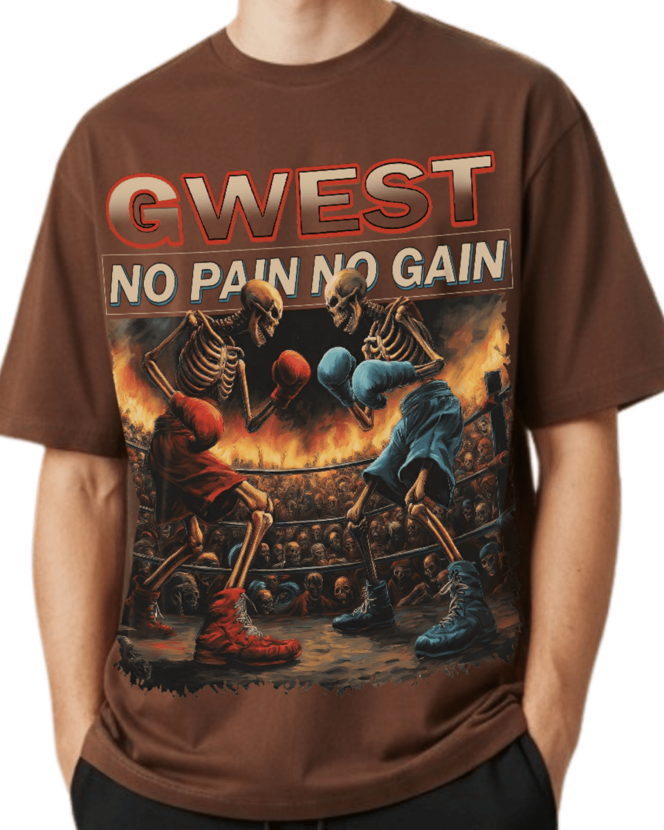 G West Rhinestone Skeleton Showdown Oversized Men's T-Shirt - G West