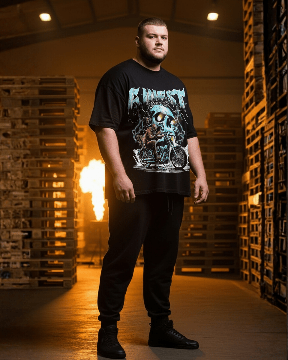 G West Rhinestone Soul Rider Big And Tall Oversized T-Shirt - G West