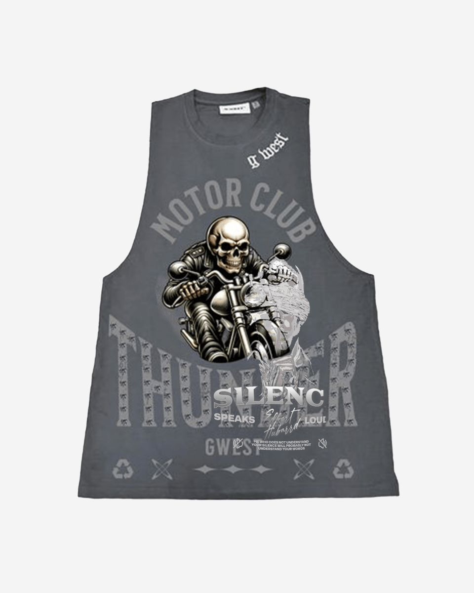 G WEST RHINESTONE THUNDER MOTOR CLUB MENS TANKS - G West