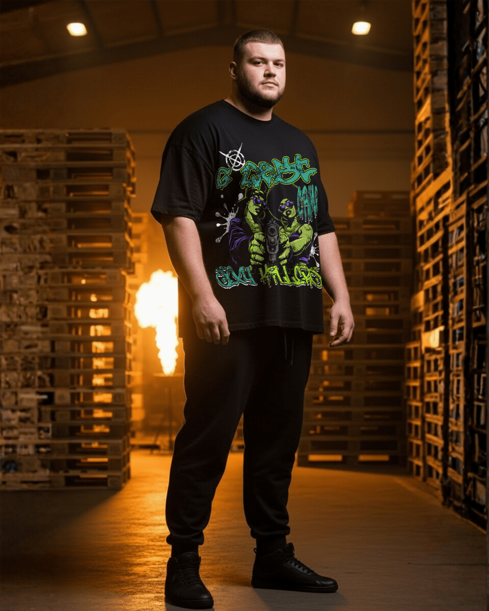 G West Rhinestone Trigger Twins Big And Tall Oversized T-Shirt - G West