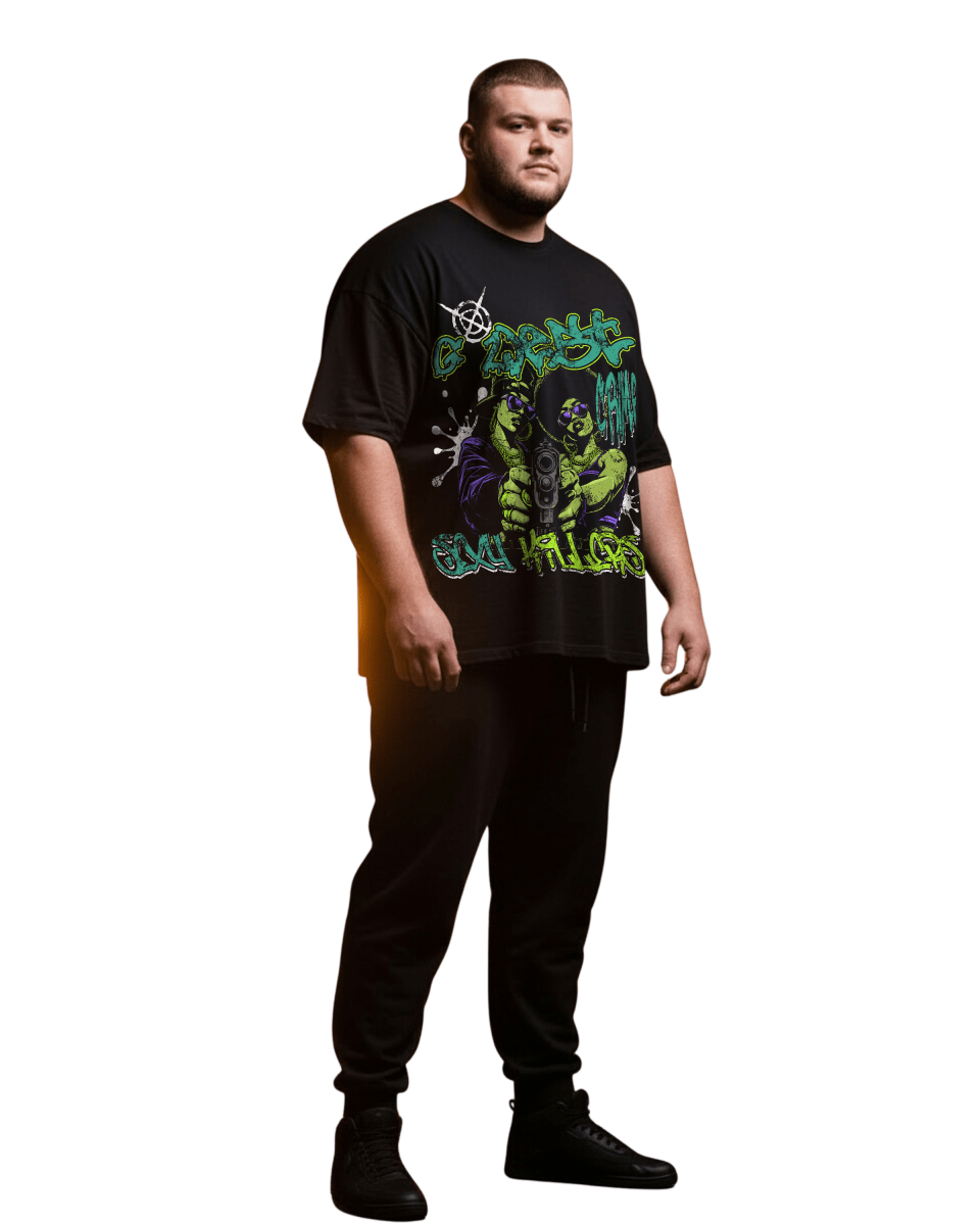 G West Rhinestone Trigger Twins Big And Tall Oversized T-Shirt - G West