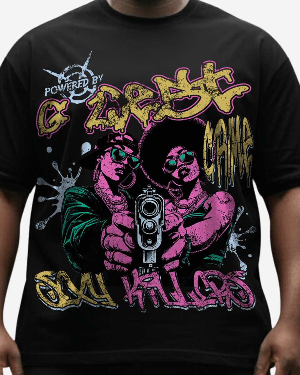 G West Rhinestone Trigger Twins Big And Tall Oversized T-Shirt - G West