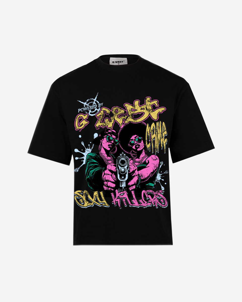 G West Rhinestone Trigger Twins Big And Tall Oversized T-Shirt - G West