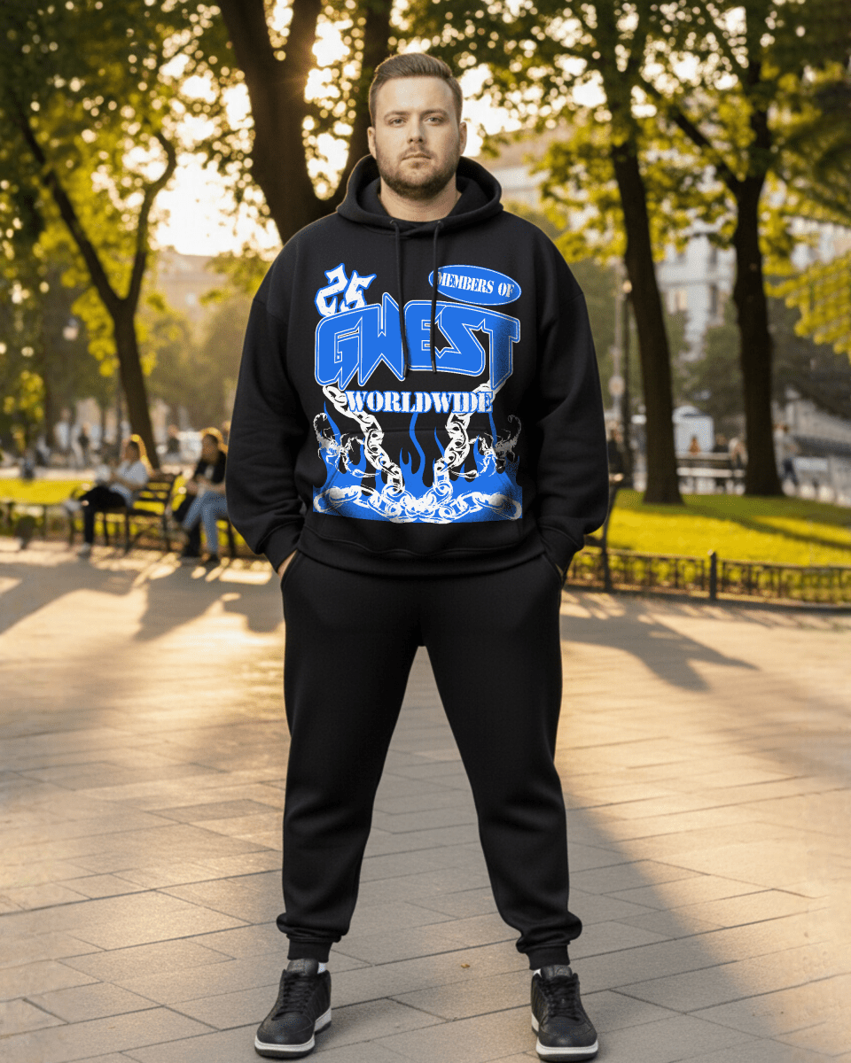 G West Rhinestone United Flames Big and tall Hoodie - G West