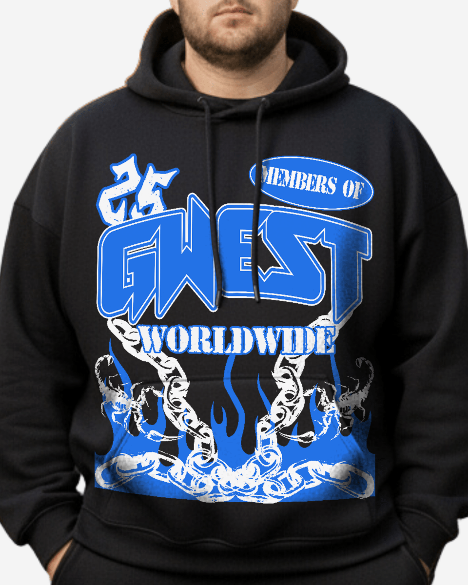G West Rhinestone United Flames Big and tall Hoodie - G West