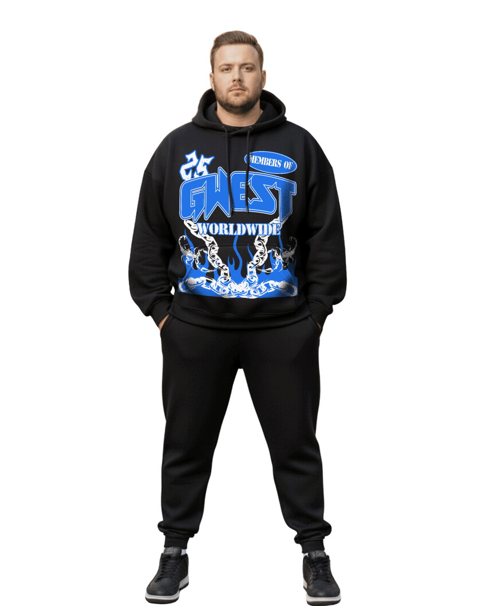 G West Rhinestone United Flames Big and tall Hoodie - G West
