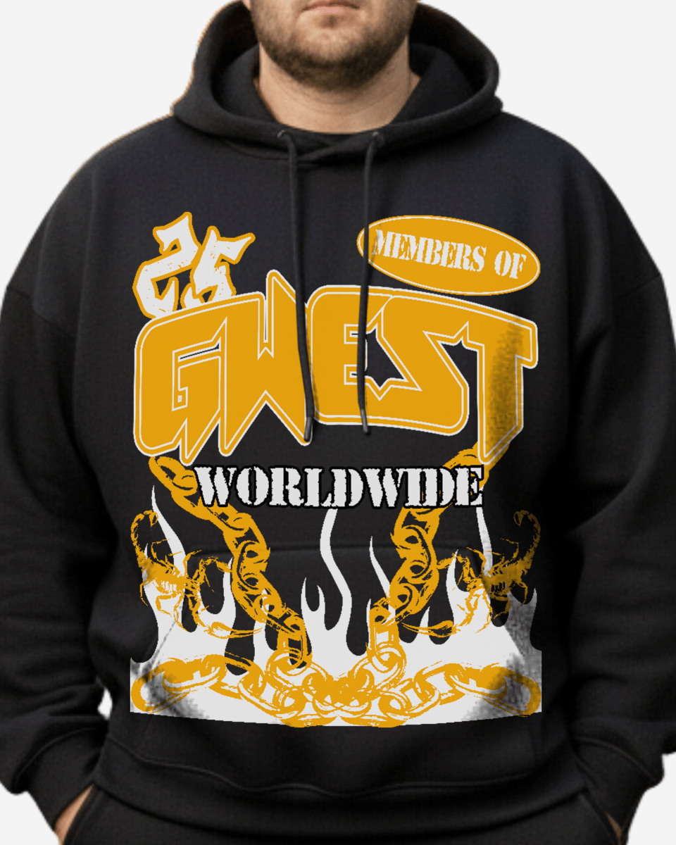 G West Rhinestone United Flames Big and tall Hoodie - G West