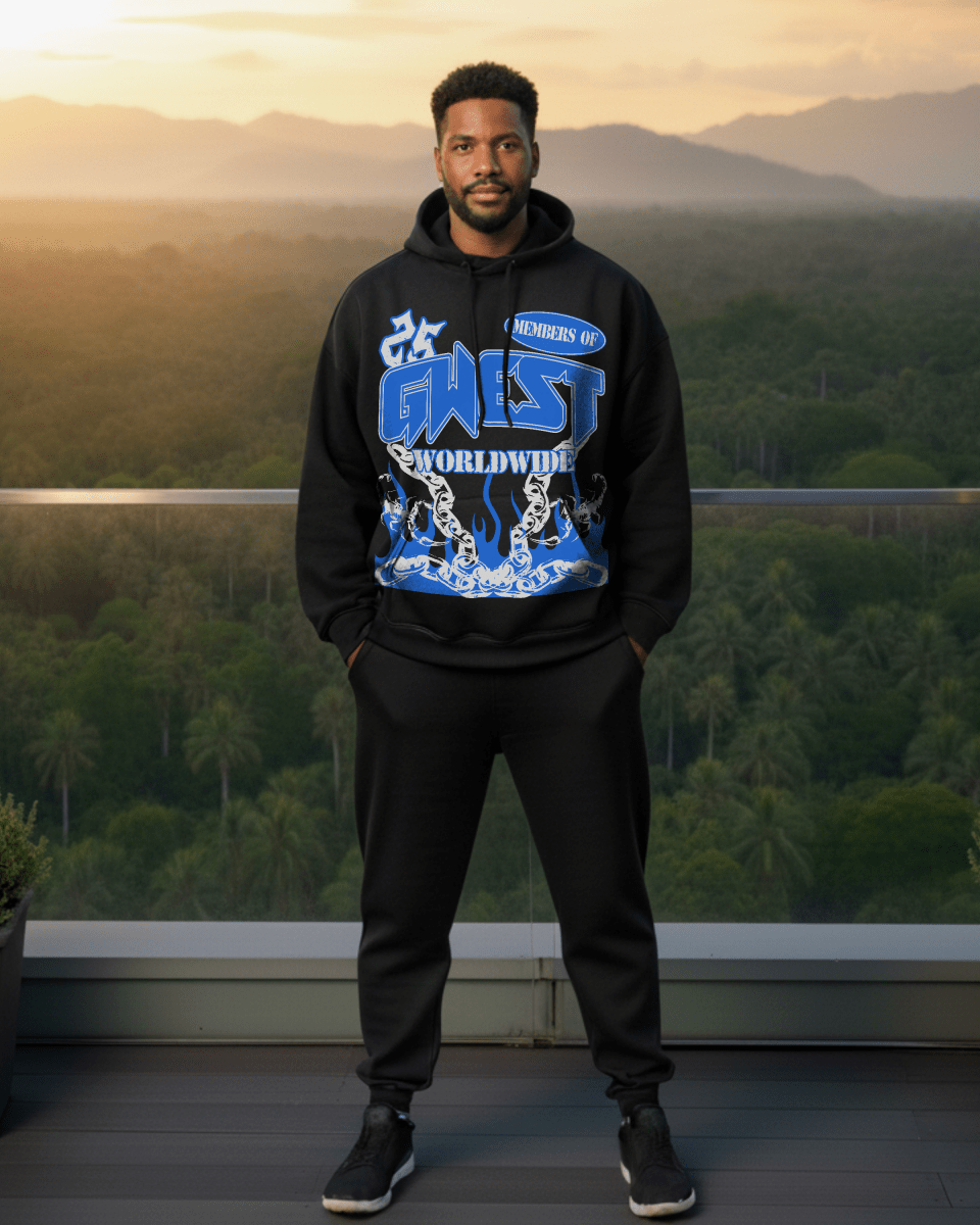 G West Rhinestone United Flames Men's Hoodie - G West