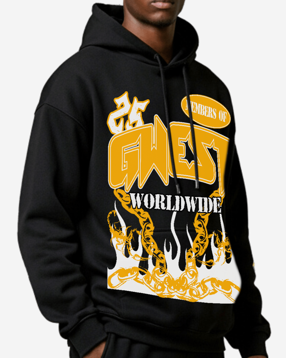 G West Rhinestone United Flames Men's Hoodie - G West