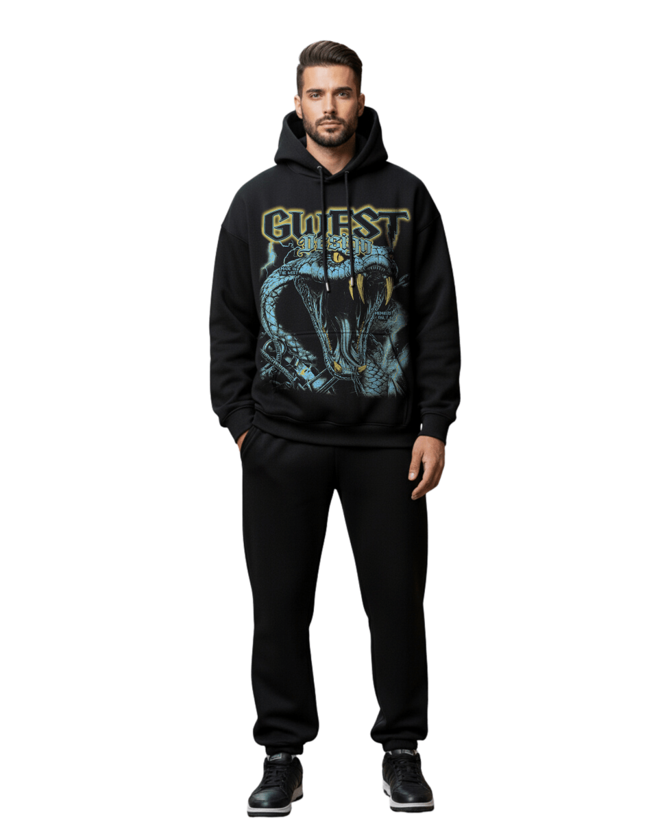G West Rhinestone Venom Strike Oversized Men's Hoodie - G West