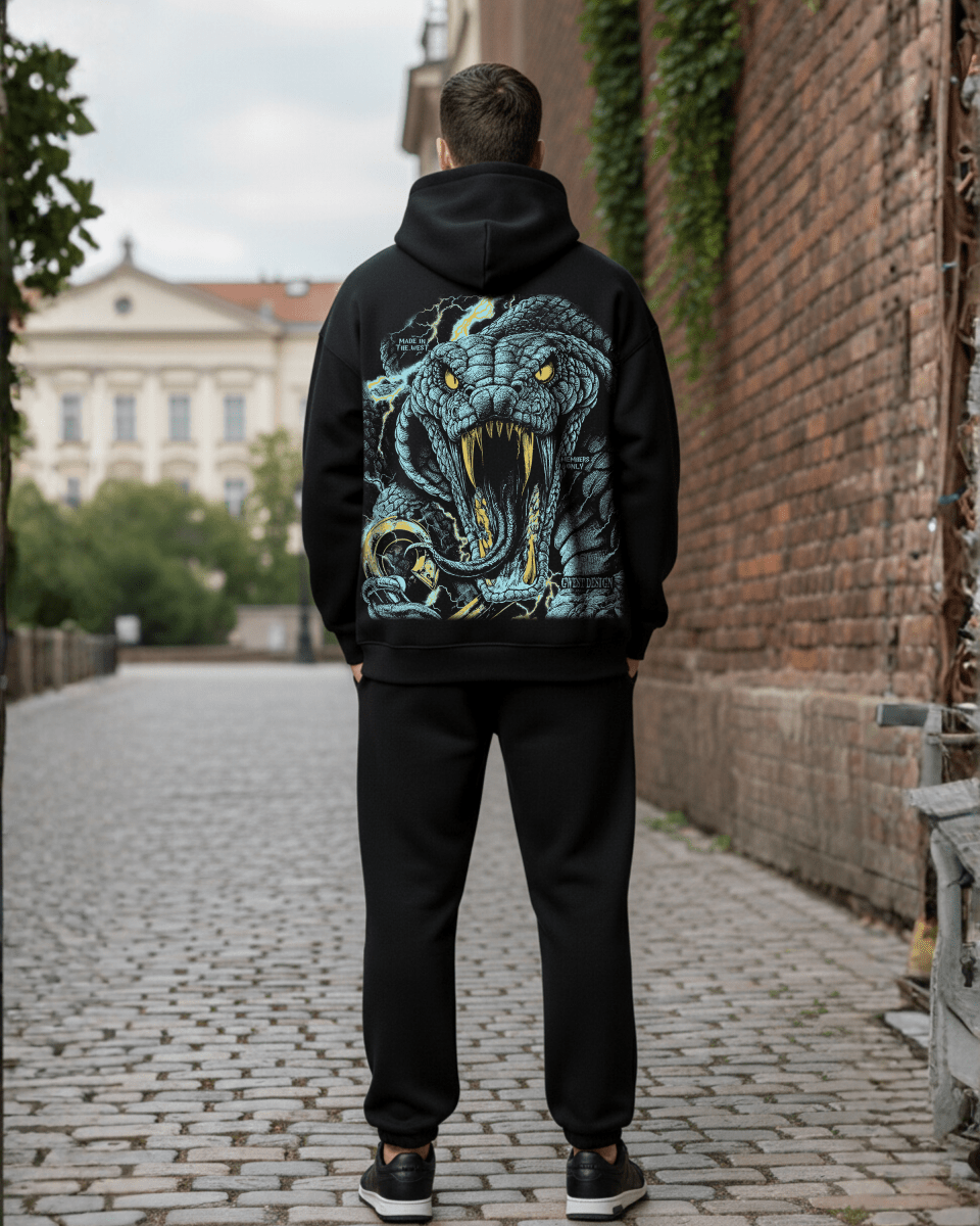 G West Rhinestone Venom Strike Oversized Men's Hoodie - G West