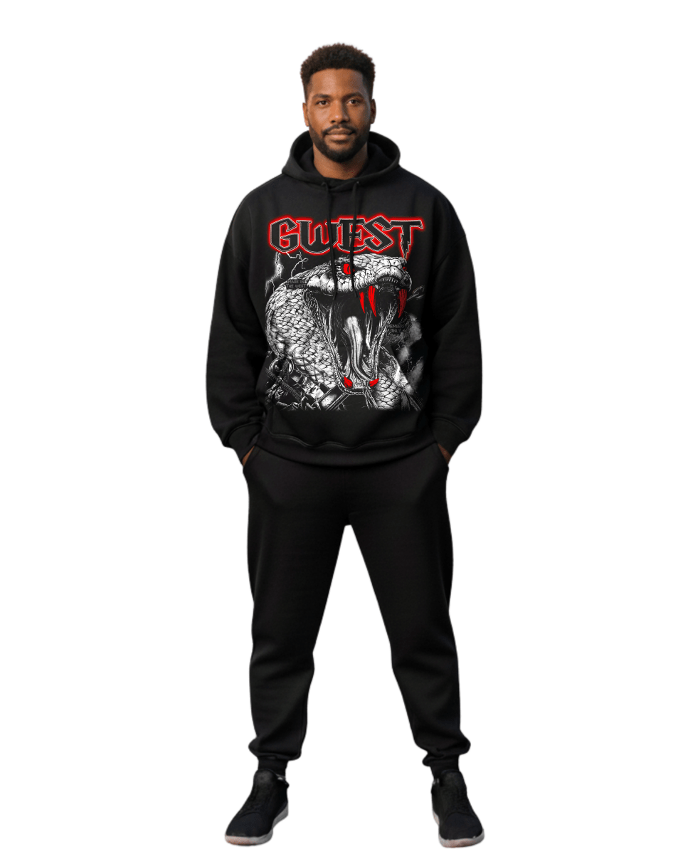 G West Rhinestone Venom Strike Oversized Men's Hoodie - G West