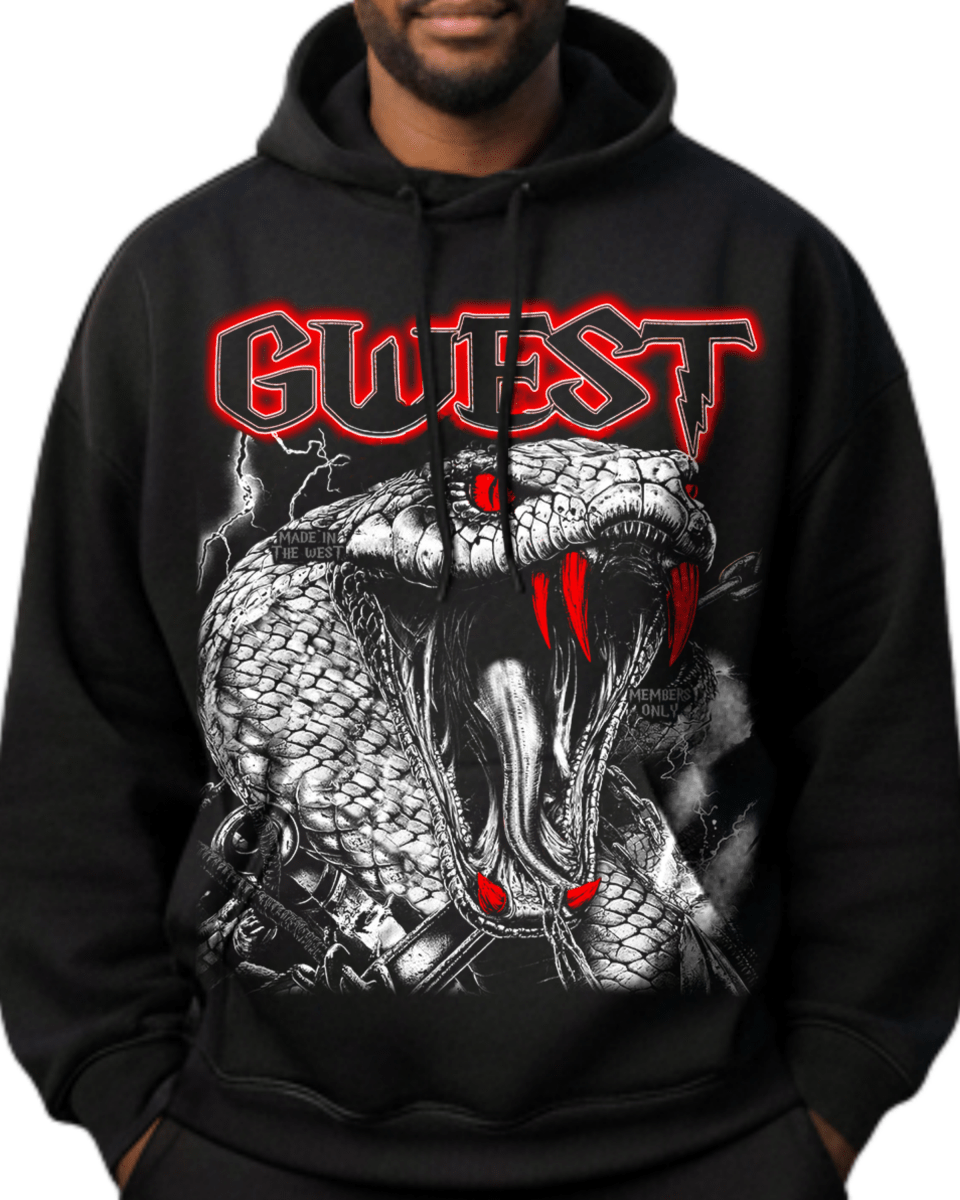 G West Rhinestone Venom Strike Oversized Men's Hoodie - G West