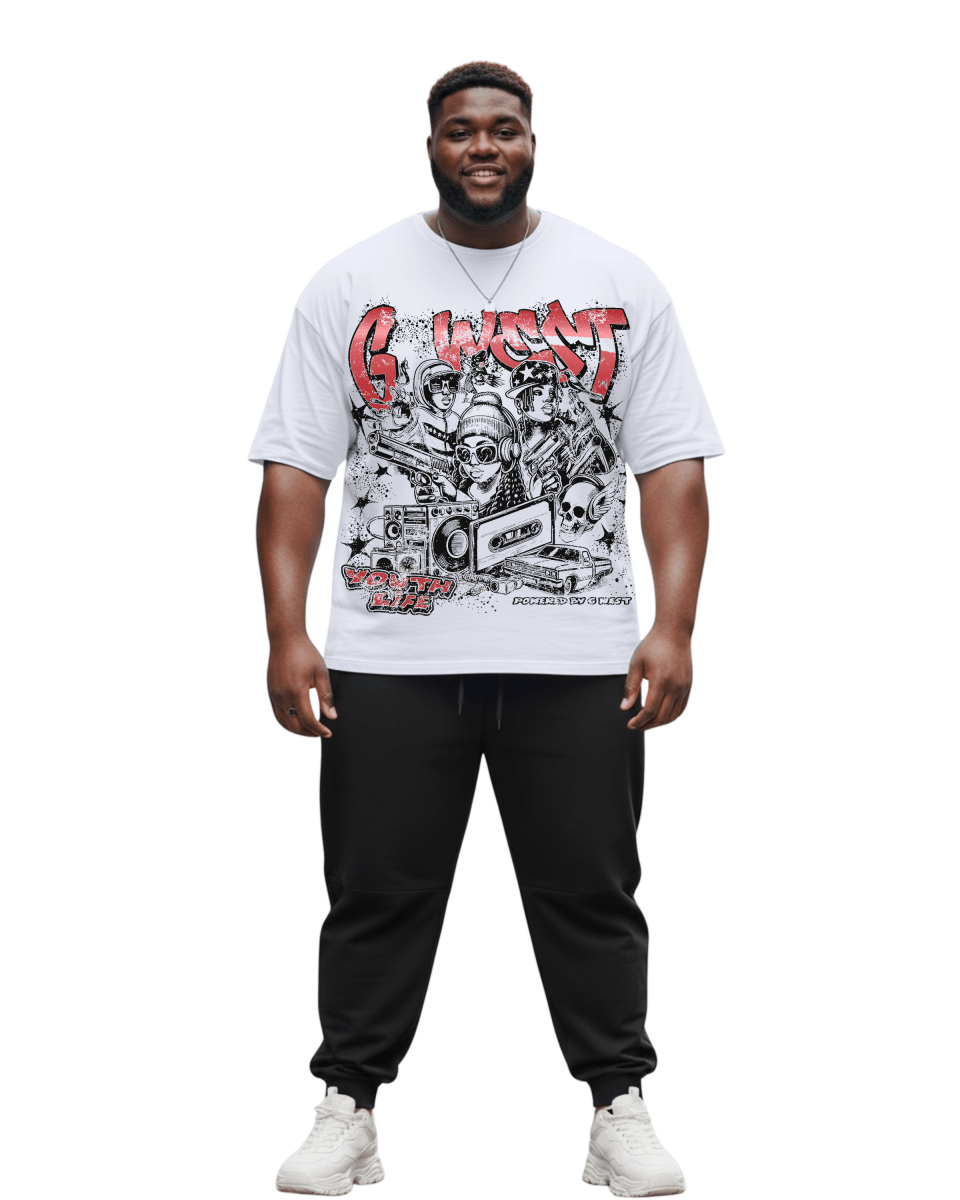 G West Rhinestone Youth Hustle Big and Tall Oversized T-Shirt - G West