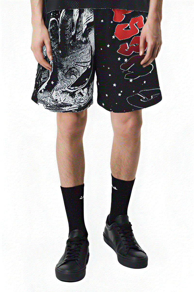 G WEST RHINSTONE ASTRO AFTERLIFE 3/4 SLEEVES MESH SHORT SET - G West