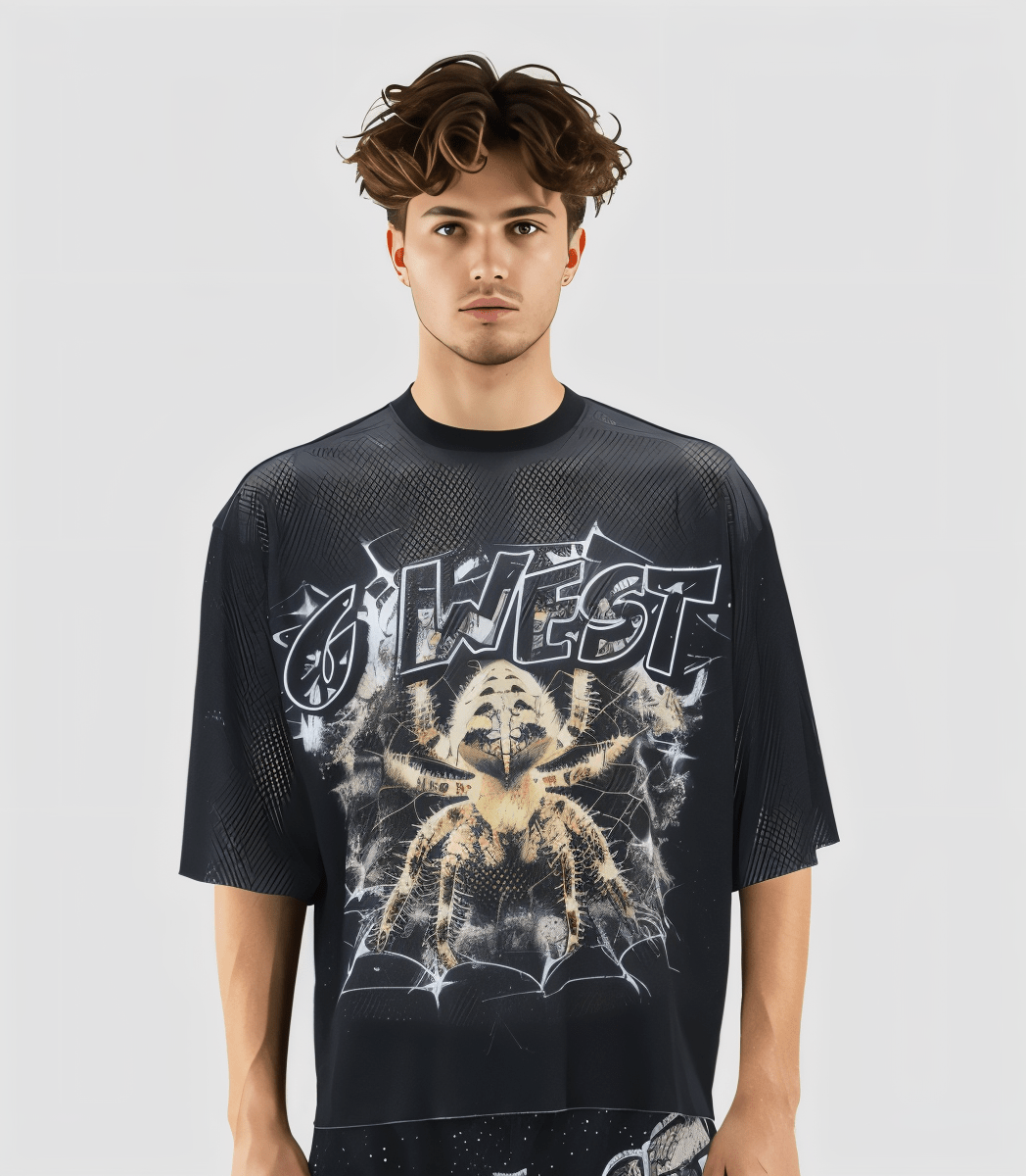 G WEST RHINSTONE SPIDER 3.0 3/4 SLEEVES MESH SHORT SET - G West