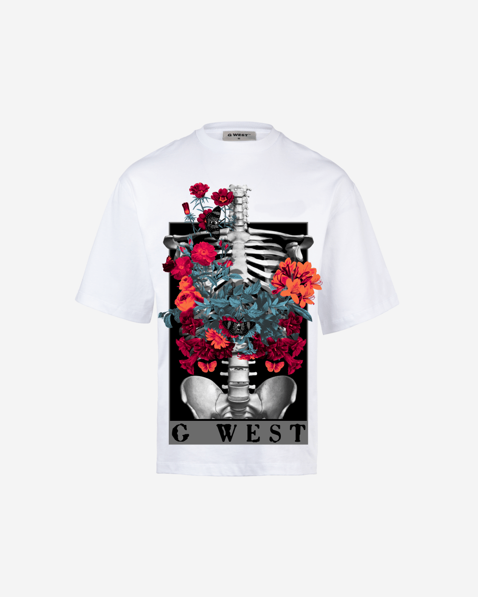 G WEST skeleton in bloom OVERSIZED TEE GWROJMT65 - G West