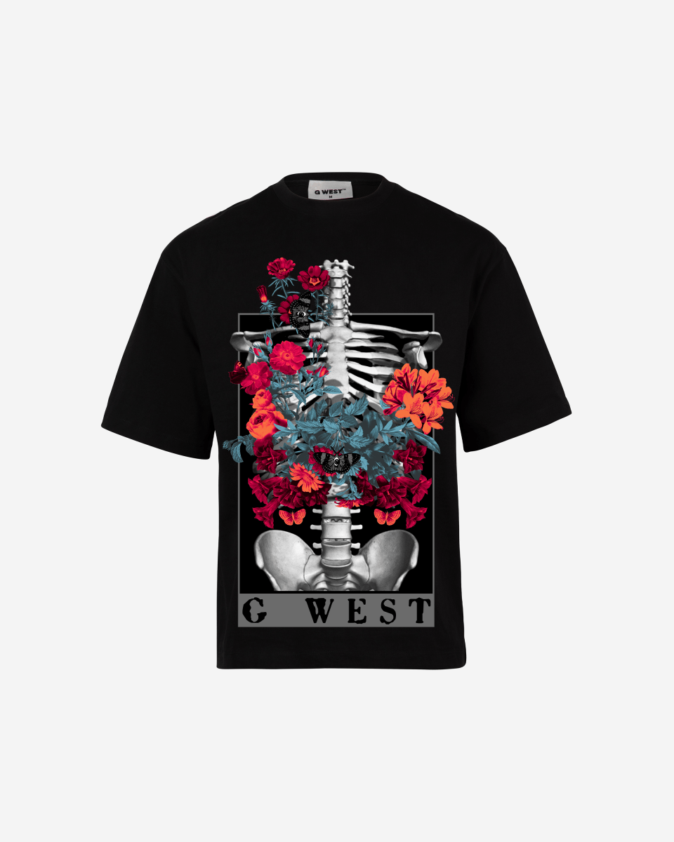 G WEST skeleton in bloom OVERSIZED TEE GWROJMT65 - G West