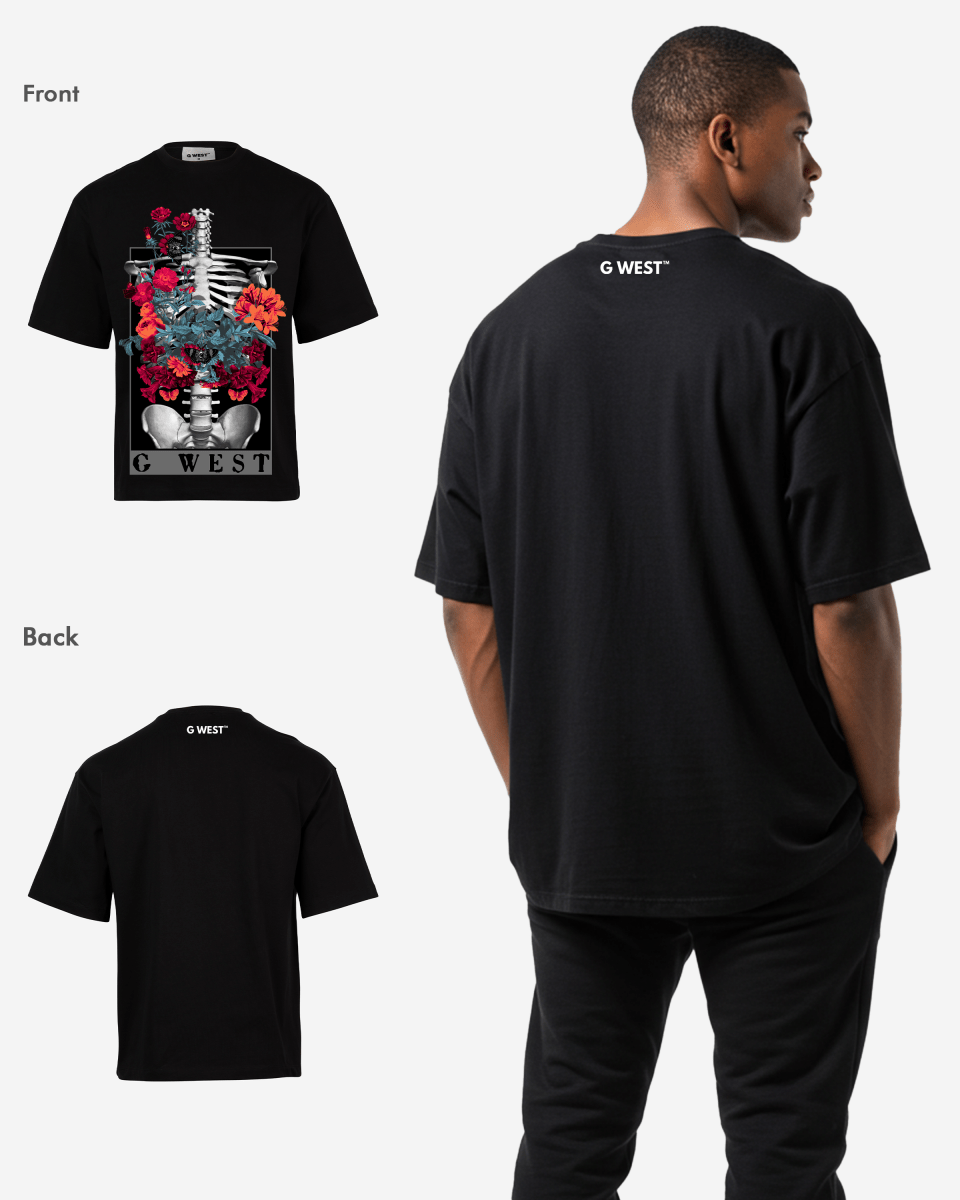 G WEST skeleton in bloom OVERSIZED TEE GWROJMT65 - G West