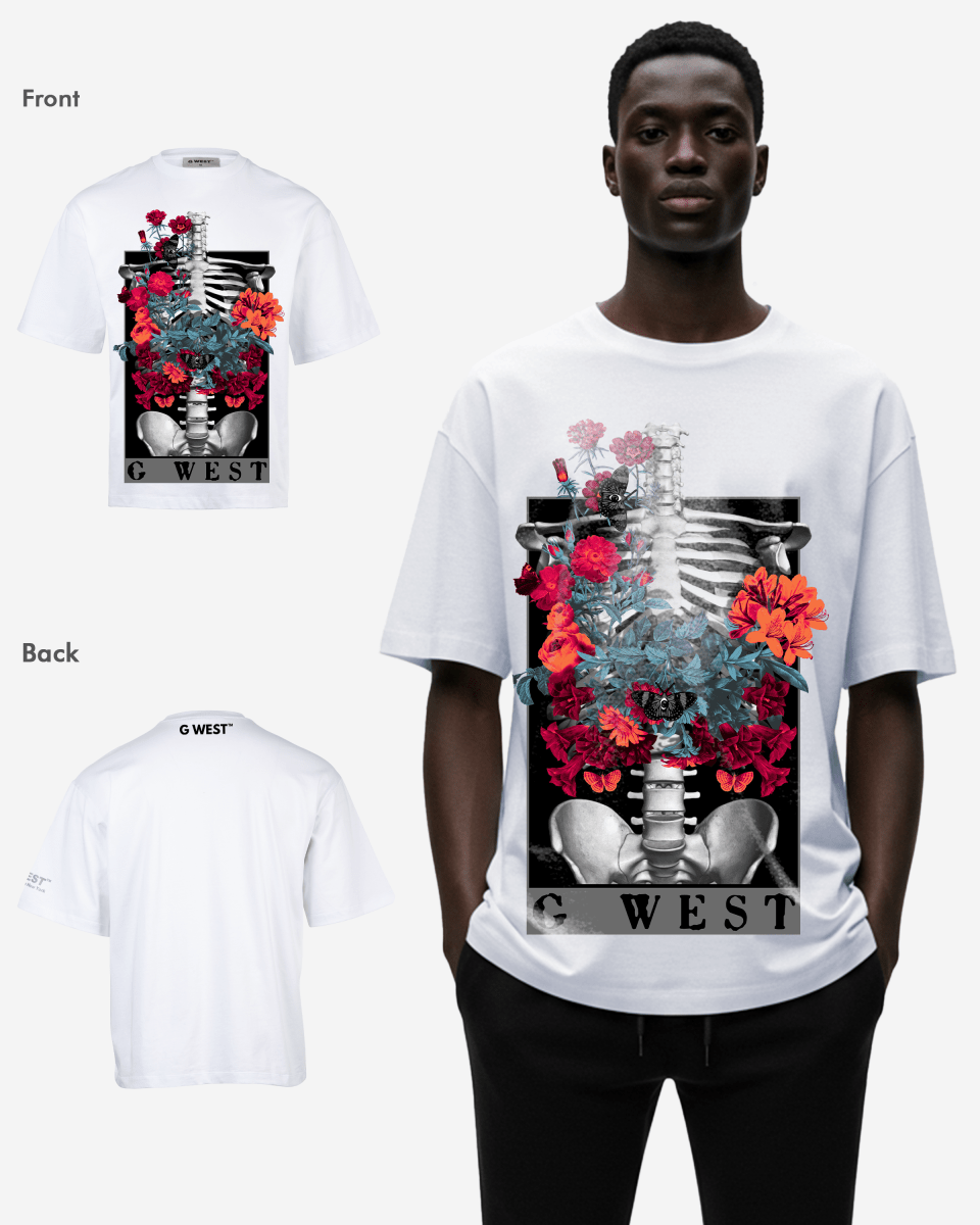 G WEST skeleton in bloom OVERSIZED TEE GWROJMT65 - G West