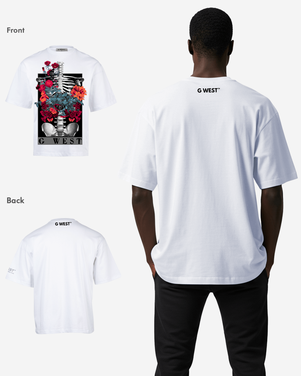 G WEST skeleton in bloom OVERSIZED TEE GWROJMT65 - G West