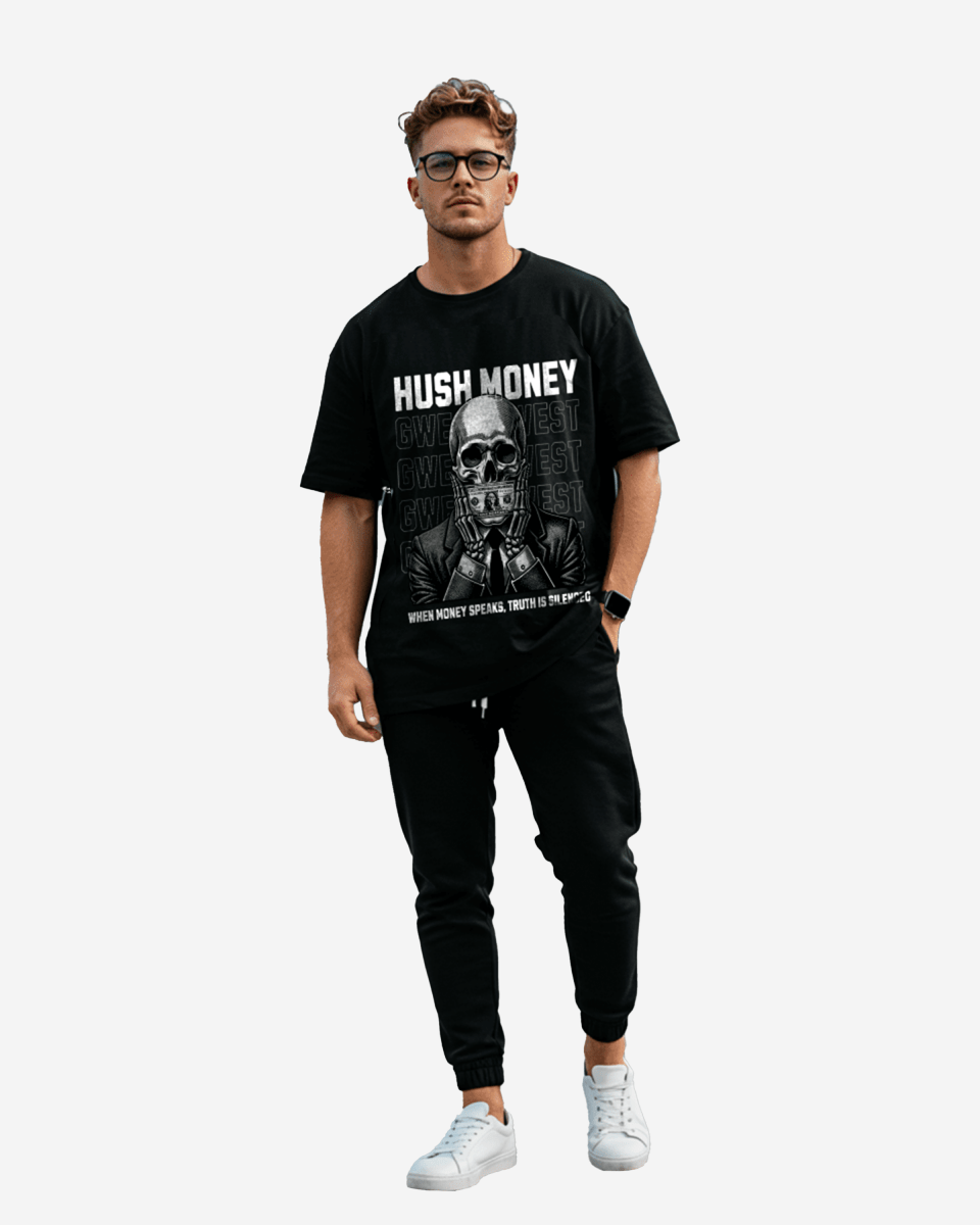 G West Skeleton Mouth Hush Money Oversized Men's T-Shirt - G West