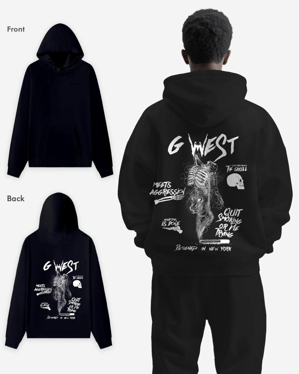 G West Smoke Skeleton Oversize Hoodie Mens Style - G West