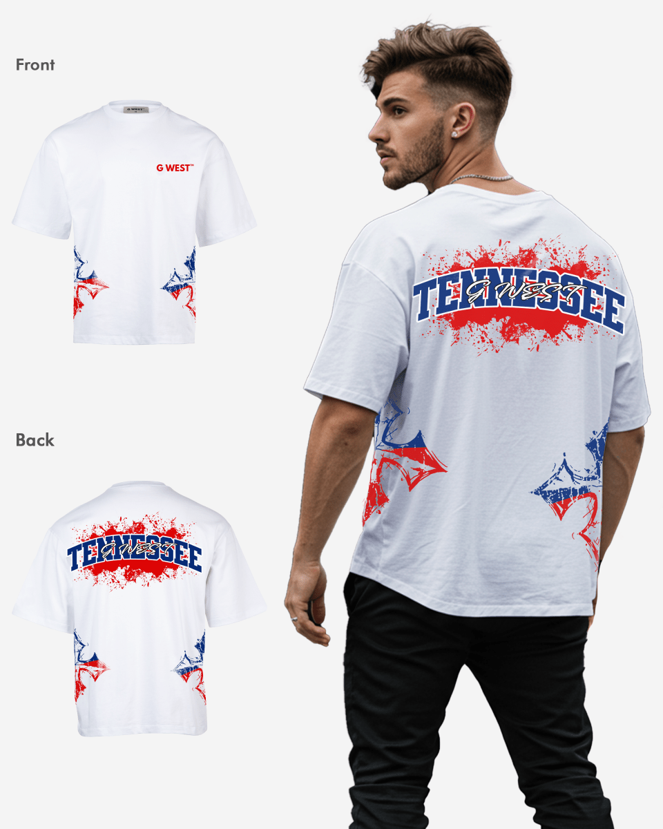 G West Tennessee Blood Arch Logo Oversized T-Shirts - G West