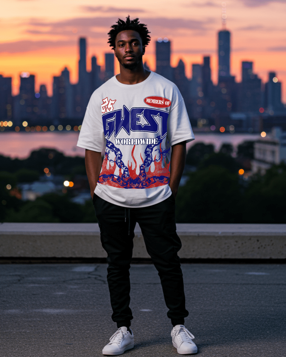 G West United Flames Men's Oversized T-Shirt - G West