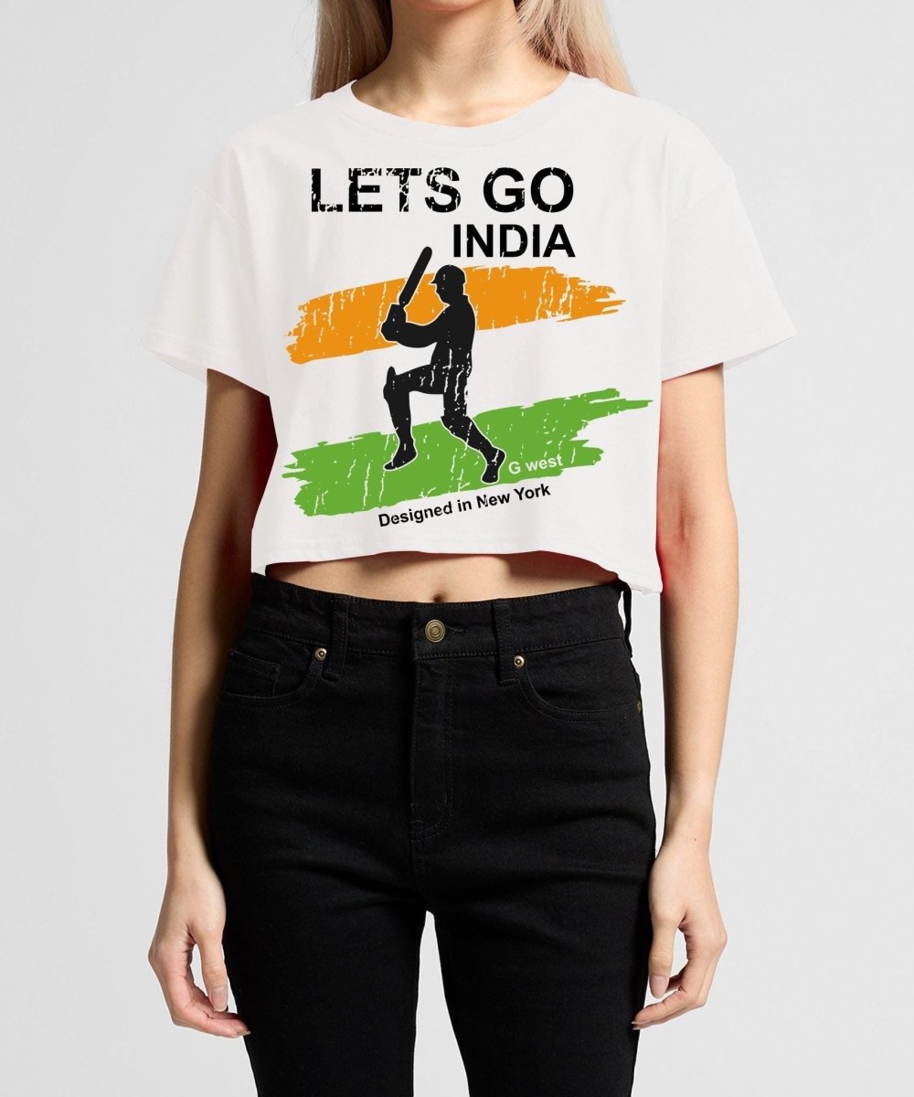G West Women Cricket Lets Go India White T-Shirt : Gwwscdtf2406 - G West