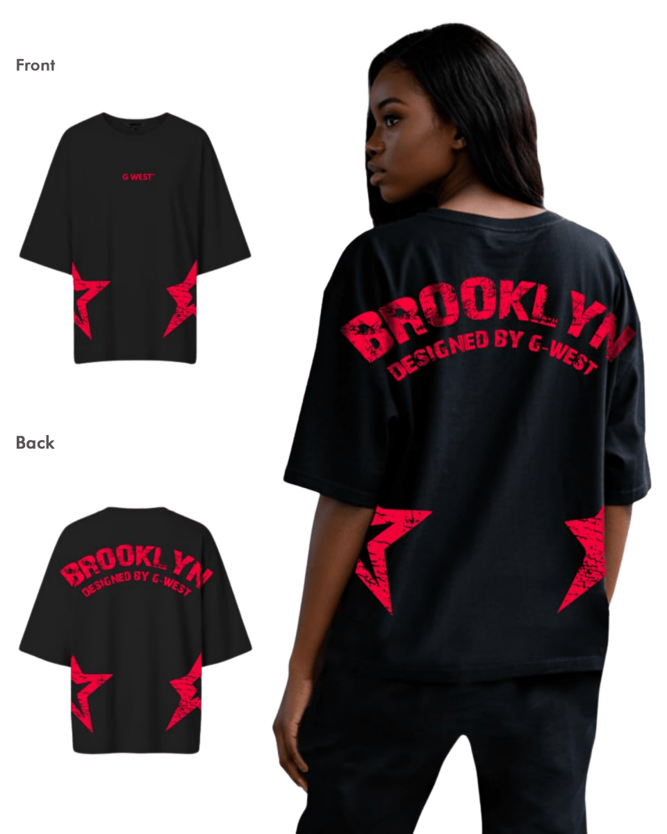 G West Womens Oversized Brooklyn Arch Logo Tee - G West