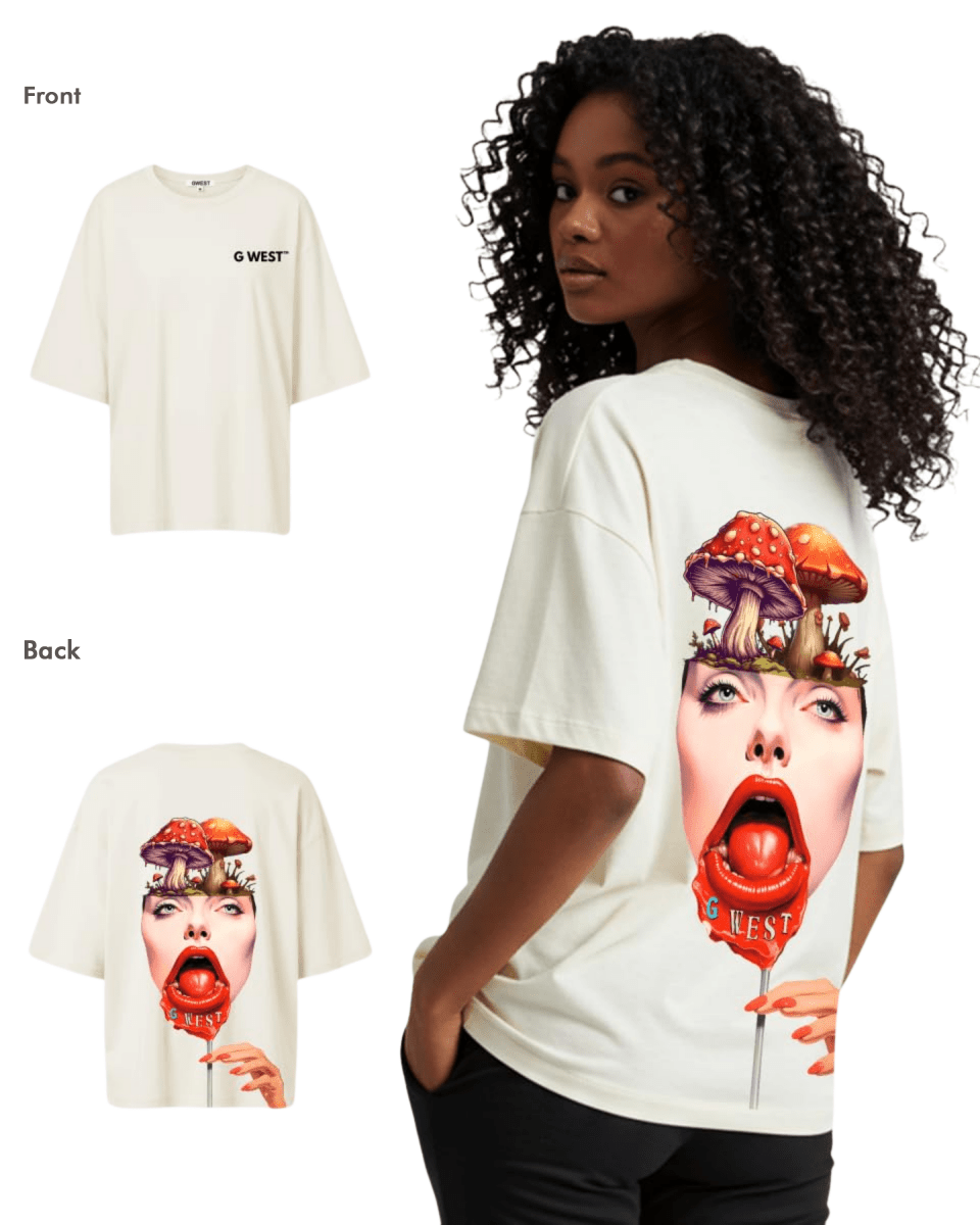 G West Womens Oversized Lollipop Mushroom Oversized Tee - G West