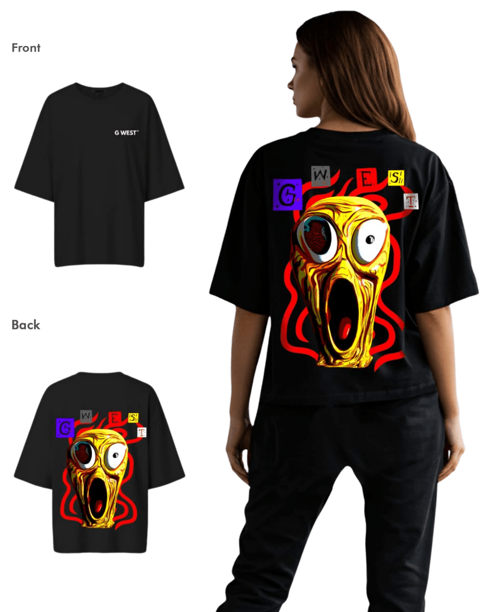 G West Womens Oversized Yellow Face Lifestyle Tee - G West