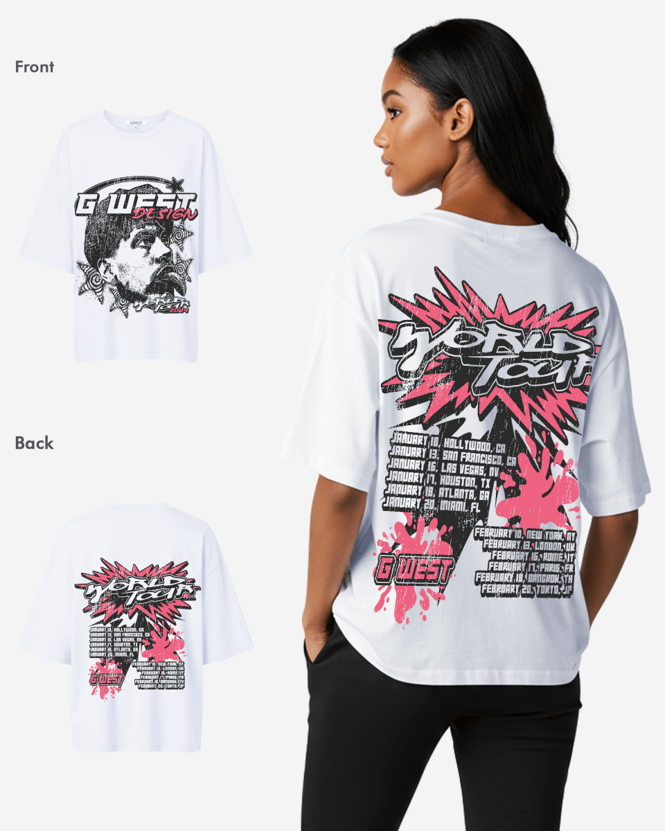 G West World Tour Premium Oversized Tee - WOMEN - G West