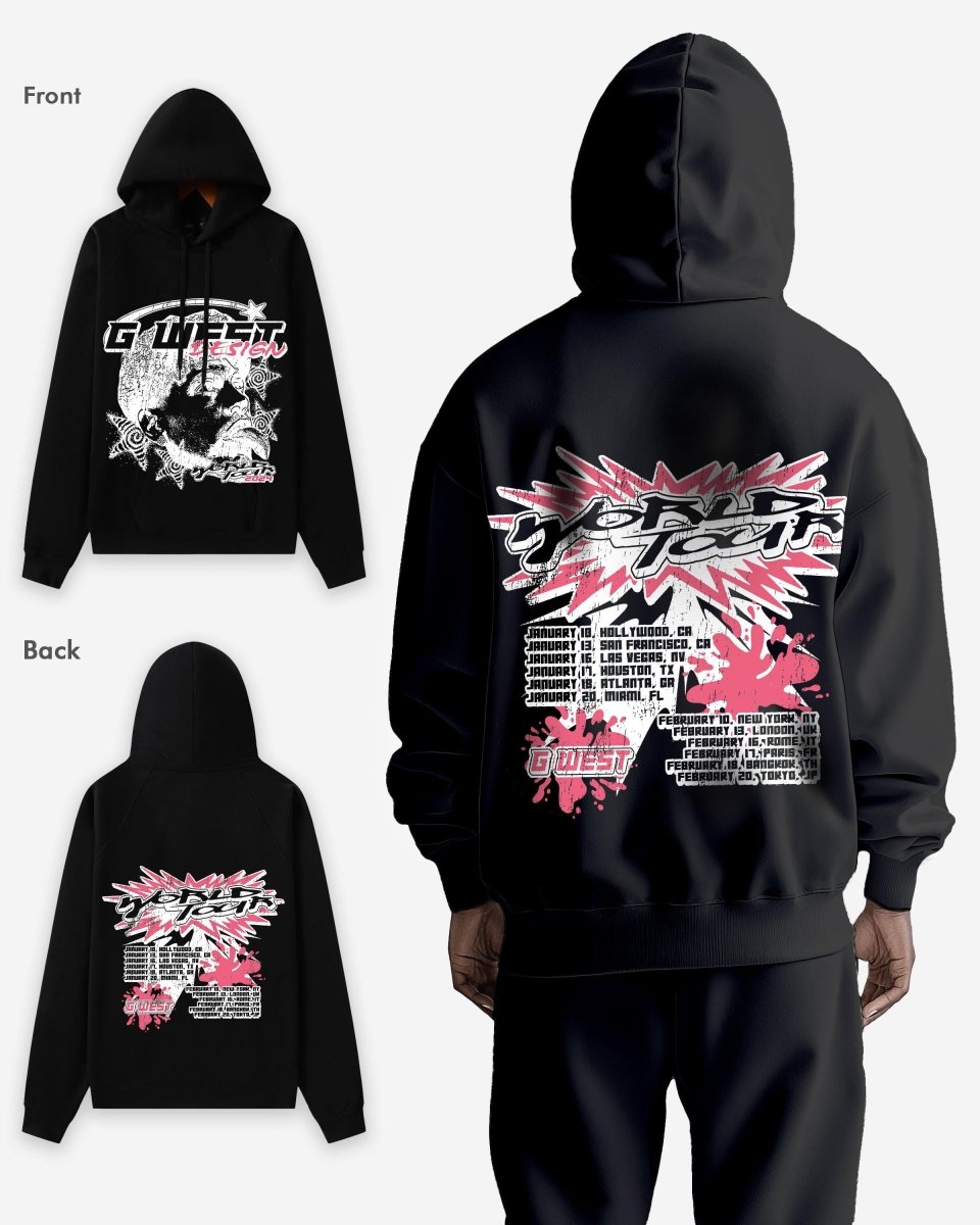 G West World Tour White Oversized Hoodie - G West