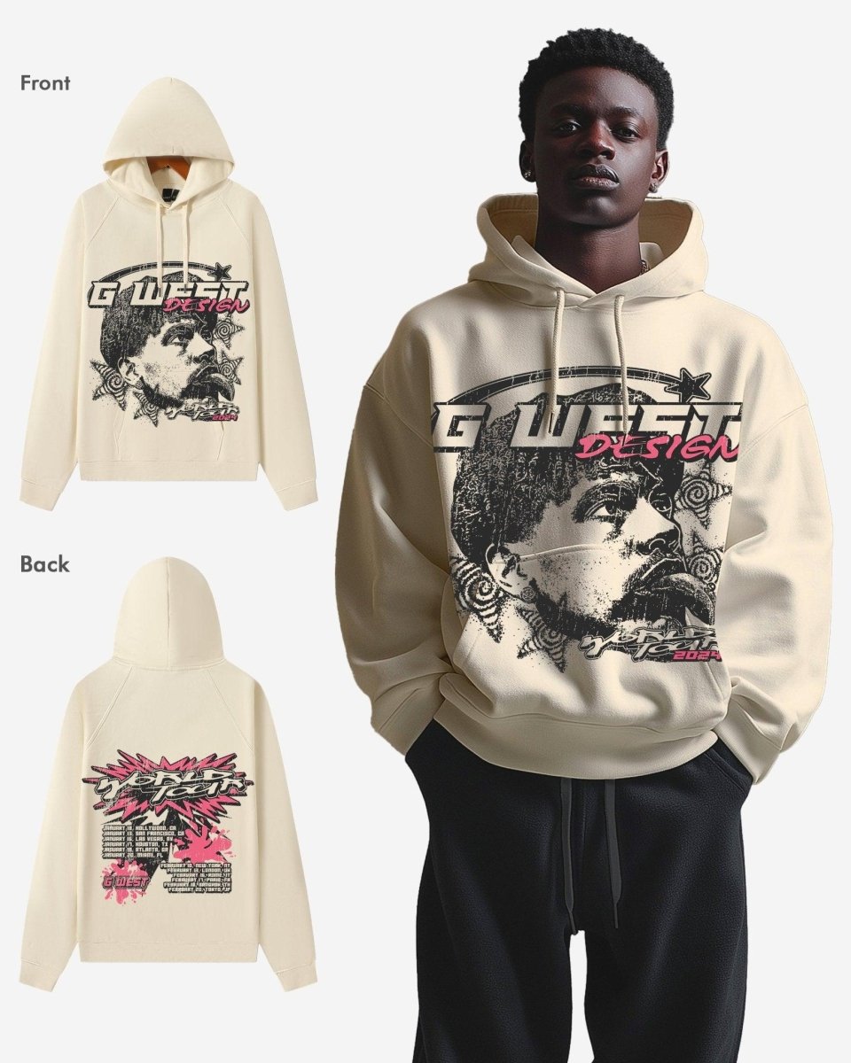 G West World Tour White Oversized Hoodie - G West