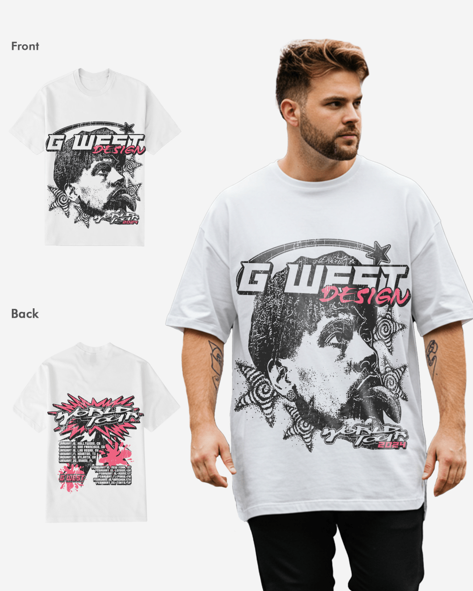 G West World Tour White Tee Big and Tall - G West